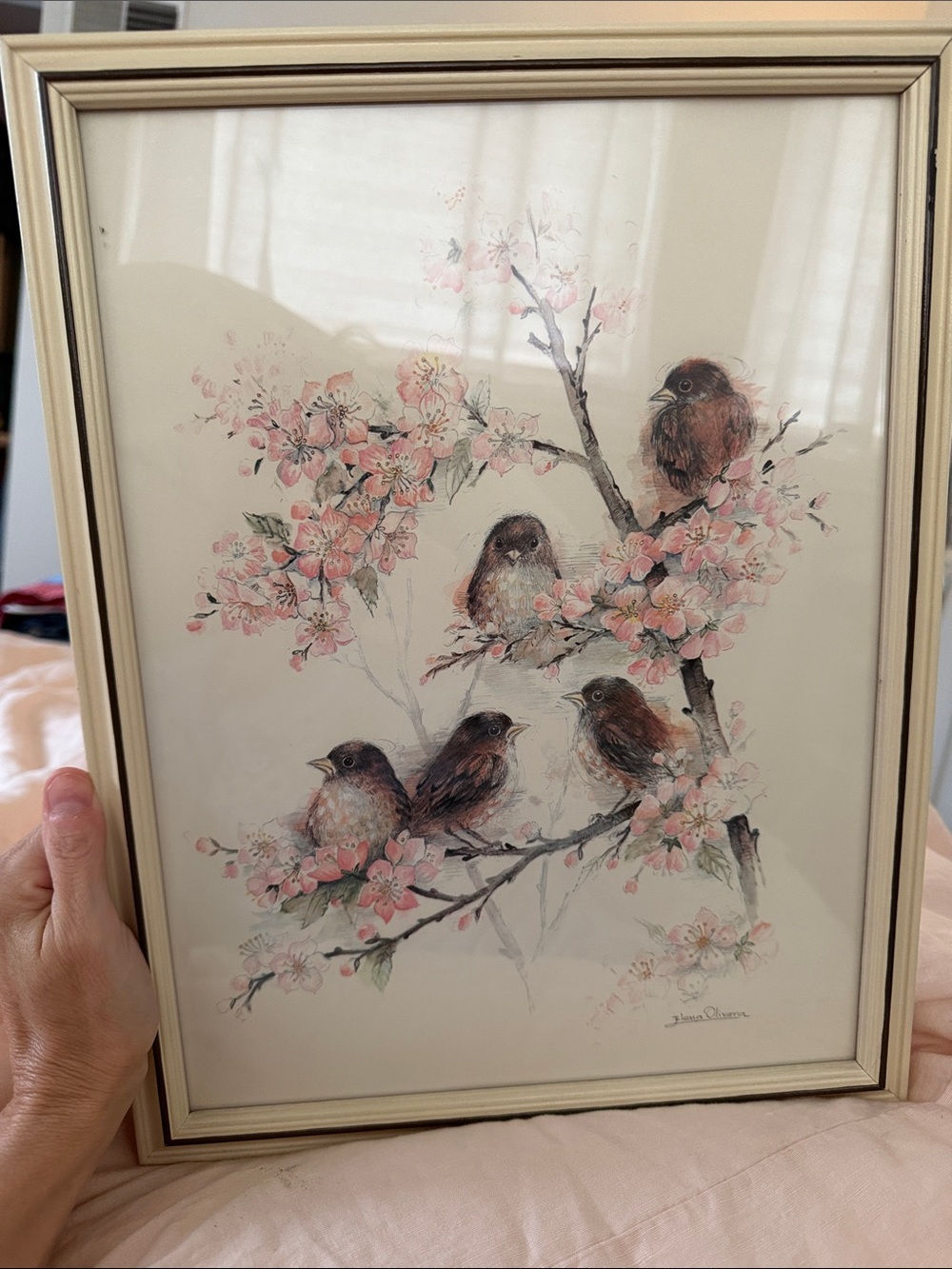 Signed Framed Vintage Original Art Birds Nature